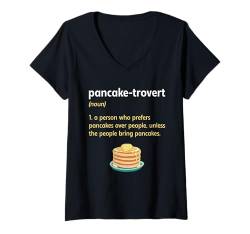 Damen Pancake-trovert Pancakes Humor Definition Introvert T-Shirt mit V-Ausschnitt von Humor Sarkastische Witze Kleidung Introvertierte