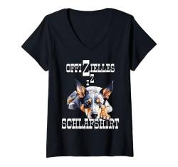 Damen Offizielles Schlafshirt Australian Cattle Dog Hund Lustig T-Shirt mit V-Ausschnitt von Hundebesitzer Langschläfer Geschenkidee Spruch