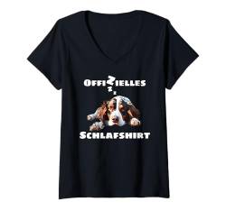 Damen Offizielles Schlafshirt Hund English Springer Spaniel T-Shirt mit V-Ausschnitt von Hundebesitzer Langschläfer Geschenkidee Spruch