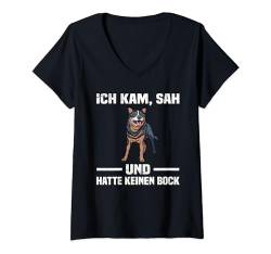 Damen Hunde Mama Dog Mom | Blue Heeler Cattle T-Shirt mit V-Ausschnitt von Hunderasse Blue Heeler Cattle Geschenk für Frauen