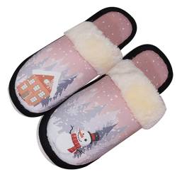 Hausschuhe Damen Winter Herren Baumwolle Christmas Pantoffeln Warme Plüsch Hausschuhe Unisex Weiche Bequeme Flauschige rutschfeste Cozy Slippers von Hunpta