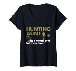 Damen Hunter Tante Definition Jagd T-Shirt mit V-Ausschnitt von Hunting Hobby Present Hunter Apparel