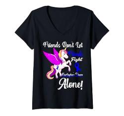 Damen Funny Unicorn Friend Support zur Aufklärung über die Huntington-Krankheit T-Shirt mit V-Ausschnitt von Huntingtons Disease Awareness Products (Lwaka)