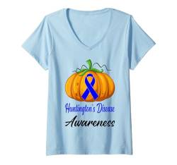 Damen Halloween-Unterstützung bei der Aufklärung über die Huntington-Krankheit T-Shirt mit V-Ausschnitt von Huntingtons Disease Awareness Products (Lwaka)