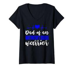 Damen Huntington-Bewusstsein Vater Blue Ribbon Vater T-Shirt mit V-Ausschnitt von Huntingtons Disease Awareness Products (Lwaka)