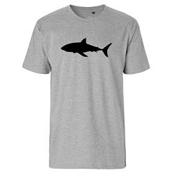 Huuraa Herren T-Shirt Hai Silhouette Bio Baumwolle Fairtrade Männer Oberteil Größe 3XL Sport Grey mit Motiv für alle Tierfreunde Geschenk Idee für Freunde und Familie von Huuraa