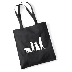 huuraa Jutebeutel Erdmännchen Silhouette Tasche Baumwolle 10 Liter Black mit Motiv für alle Tierfreunde Geschenk Idee für Freunde und Familie von huuraa