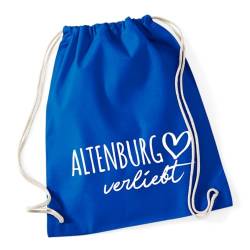 Huuraa Turnbeutel Altenburg verliebt Tasche Baumwolle 12 Liter Bright Royal mit Namen deiner Lieblingsstadt in Thüringen Geschenk Idee für Freunde und Familie von Huuraa