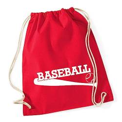 Huuraa Turnbeutel Baseball Baseballschläger Rucksack Baumwolle 12 Liter Größe Classic Red mit Motiv für alle Baseball Fans Geschenk Idee für Freunde und Familie von Huuraa