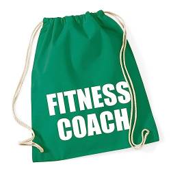 Huuraa Turnbeutel Fitness Coach Training Rucksack Baumwolle 12 Liter Größe Kelly Green mit Motiv für alle Personal Trainer Geschenk Idee für Freunde und Familie von Huuraa