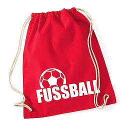 Huuraa Turnbeutel Fussball Ball Rucksack Baumwolle 12 Liter Größe Classic Red mit Motiv für alle Soccer Fans Geschenk Idee für Freunde und Familie von Huuraa