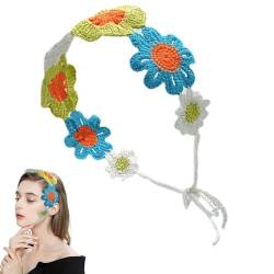 Gehäkelter Schal, gehäkeltes Damen-Bandana,Bandanas mit gehäkeltem Blumenschal - Bandana Stirnband Stirnband Krawatte Gestrickte Kopftücher Haarbandanas für Frauen von Huyeruie