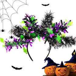 Geister-Haarbänder für Damen, Halloween-Haarbänder für Damen, , Geist, Fledermaus, Skelett, bunte Wollstreifen, Halloween-Haarschmuck – Halloween-Zubehör für a von Huyeruie