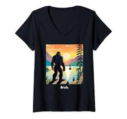 Damen Lustiger Bigfoot Sasquatch Loch Ness Monster Herren-Kinderpinsel T-Shirt mit V-Ausschnitt von I Believe in Bigfoot & Sasquatch Gift Store