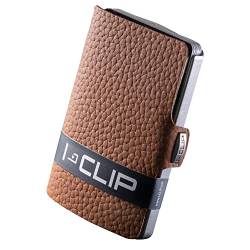 I-CLIP Original Mini Wallet mit Geldklammer - Slim Wallet - Leder Geldbörse - Premium Portemonnaie - Kartenetui - Pure Nussbraun von I-CLIP