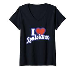 Damen Ich liebe Louisiana T-Shirt mit V-Ausschnitt von I Love Cities