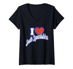 Damen Ich liebe South Lanarkshire T-Shirt mit V-Ausschnitt von I Love Cities