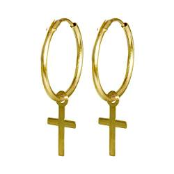 I-be, Kreolen mit Kreuz Ohrringe, 14 k (585) Gold, 20x13 mm, 39585 Kreolen Kreuz von I-be