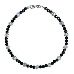 I-be, Schwarzers Spinell Armband mit Bergkristall Ø 3 mm, 925 Sterling Silber Karabinerverschluss, 506607 (18.5) von I-be