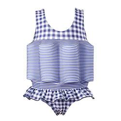 Bademode Mädchen Junge Schwimmhilfe Sonnenschutz Schwimmend mit Regulierbarem Auftrieb Schwimmkraft Schwimmanzug Sommer Sonnendurchlässige Badebekleidung Badeanzüge für Kinder Blau Plaid 18-24 Monate von IBTOM CASTLE