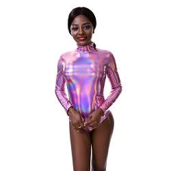 IBTOM CASTLE Ballettanzug Damen Frauen Langarm Body Ballett Trikot Turnanzug Gymnastikanzug Tanzen Bodysuit Tanztraining Gymnastik Kostüm Einteiler Metallic One Piece Leotards Oberteile von IBTOM CASTLE