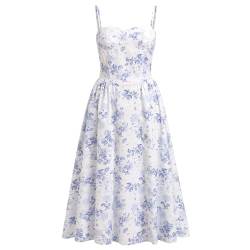 IBTOM CASTLE Damen Blumen Korsett Kleid Quadratischer Ausschnitt Spaghettiträger Sommer Boho Sonnenkleid Lässig Flowy Schlitz Bustier Kleider von IBTOM CASTLE