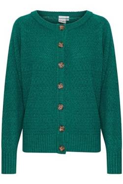 ICHI IHODANSA CA4 Damen Lange Strickjacke Feinstrick Cardigan Longstrickjacke Strickcardigan mit Knopfleiste Regular-Fit, Größe:M, Farbe:Cadmium Green (185424) von ICHI