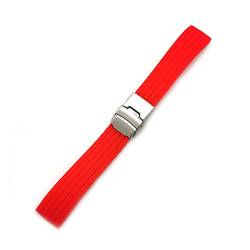 IDOTSEZU CAREG 18mm 20mm 22mm 24mm Sport Silikon Uhr Band Strap Männer Frauen Universal Wasserdichte Gummi Uhrenband Armband Armband Zubehör Durable(Red S,18mm) von IDOTSEZU