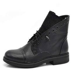 IF Fashion Stiefeletten Winterstiefel Damenschuhe Schnürsenkel Amphibien Strass IF163, If 163 Schwarz, 39 EU von IF