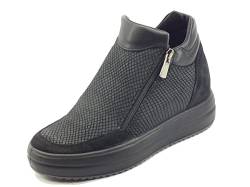 IGI&CO 2659200 Scam. Viper Schwarz Sneakers für Damen aus Nubuk mit Doppel-Reißverschluss Medium, Schwarz , 38 EU von IGI&Co