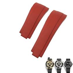 ILAZI 20 mm FKM Fluorkautschuk-Armband für Rolex Daytona Submariner GMT Yacht-Master OYSTERFLEX Schwarz Grün Rot Soft Strap Armband(Red,Matte silver) von ILAZI