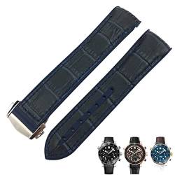 ILAZI 20 mm Rindsleder-Uhrenarmbänder für Omega Seamaster 300 Speedmaster DE VILLE Uhrenarmband für Herrenarmband Punktschnalle für Mann und Frau(Dark blue blue,22mm) von ILAZI