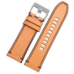 ILAZI Echtes Leder -Uhrband für Diesel Uhrengürtel DZ4476/4482 DZ7408 7406 4318 Riemen 22 24 26 28 mm großer Männer Handgelenk Uhr Band(13 Brown silver,28mm) von ILAZI