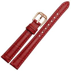 ILAZI Für jedes Marken -Leder -Uhrband für Mädchen und Student Crocodile Grain Band 10 12 14 16 18 mm schwarz braun rot weiß blau Gurt(Red-rose gold,18mm) von ILAZI