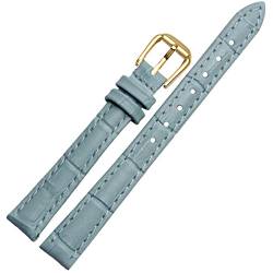 ILAZI Für jedes Marken -Leder -Uhrband für Mädchen und Student Crocodile Grain Band 10 12 14 16 18 mm schwarz braun rot weiß blau Gurt(Sky Blue-Gold,18mm) von ILAZI