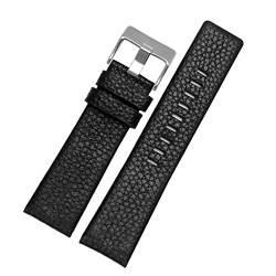 ILAZI Lederuhrband für Diesel DZ7395 DZ7370 DZ7257 DZ7430 Schauen Sie sich Band Weiche Kuhwahnsinnsgurt an 24 m 26 mm 28 mm für Männer Frauen(Black-silver buckle,28mm) von ILAZI