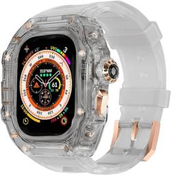 ILAZI Transparentes Uhrengehäuse, Mod Kit, für Apple Watch Ultra 49 mm, 45 mm, 44 mm, Hart-PC-Uhrengehäuse, Fluorkautschukband-Set, für iWatch 8/76/5/4/SE, Ersatzzubehör, For 44mm, Achat von ILAZI