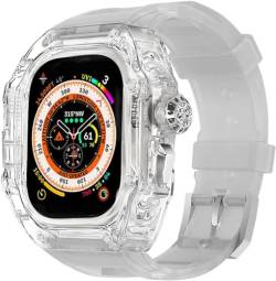 ILAZI Transparentes Uhrengehäuse, Mod Kit, für Apple Watch Ultra 49 mm, 45 mm, 44 mm, Hart-PC-Uhrengehäuse, Fluorkautschukband-Set, für iWatch 8/76/5/4/SE, Ersatzzubehör, For 45mm, Achat von ILAZI