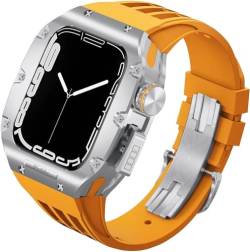 ILAZI Uhrengehäuse aus Titanlegierung + Fluorkautschuk-Uhrenarmband, luxuriöses RM-Modifikationsset, für Apple Watch 8, 45 mm, 6, 5, 4, 44 mm, Mod Kit, Legierung Uhrenabdeckung, 45 mm, Achat von ILAZI