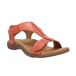 ILESTDG Mode Frühjahr und Sommer Damen Sandalen, Flache Sandalen, Fußgewölbeunterstützung, Freizeit Klettverschluss Damen Sandalen, orthopädisches Gehen, bequemer Schuh (Rot,38) von ILESTDG