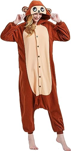 ILWHE Tier Kostüm Jumpsuits Pyjamas Cosplay Kostüm Weihnachten Halloween Schlafanzug für Unisex Erwachsene Jugendliche (S, AFFE) von ILWHE