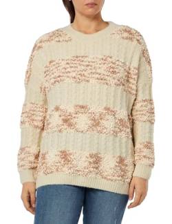 IMANE Women's Strick Pullover, Creme Mehrfarbig, M-L von IMANE