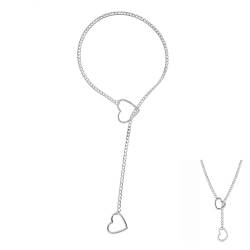 IMMUNOTRAX Liebesfesseln Herz-Schlupfkette, Liebesfessel-Halskette, verstellbare Lasso-Y-Halskette, Herz-Schlupfkette, verstellbare Herz-O-Ring-Schlupfkette für Frauen und Männer (Silver) von IMMUNOTRAX