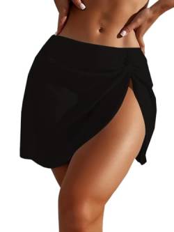 INCHICK Strandrock Mini Kurzrock Wickelrock mit Hosen unten M Schwarz von INCHICK