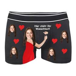 INDIGOS UG Boxershorts - Mann - schwarz - S - beidseitig - vollflächig - Umarmung Herz & Gesicht - Foto personalisiert - lustiges Motiv - Spruch - Unterwäsche - Unterhose - Freizeit - lustig von INDIGOS UG