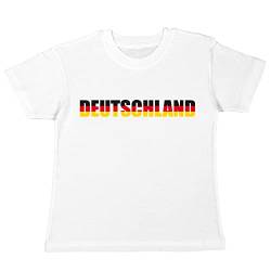 INDIGOS UG - T-Shirt Kinder - Deutschland Schriftzug - weiß 128 - Party - Funshirt - Fasching - Freizeit - Sport- Fussball von INDIGOS UG