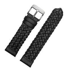 INEOUT Echtes Leder Geflochtenes Uhrenarmband 20 Mm 22 Mm 24 Mm Herren Damen Schnellverschluss-Rindsleder-Handgelenkarmband For Smartwatches(Black silver buckle,22mm) von INEOUT