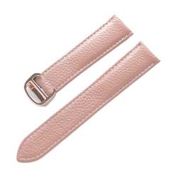 INEOUT Lederarmband Mit Lychee-Muster, Weiches Lederarmband, Kompatibel Mit Cartier Tank London Herren- Und Damenarmband(Pink rose buckle,19mm) von INEOUT