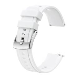 INEOUT Silikon-Uhrenarmband, 20 Mm, 22 Mm, Schnellverschluss, Sport-Uhrenarmband For Männer Und Frauen, Edelstahl-Schnalle(White,20mm) von INEOUT