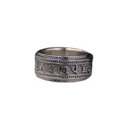 INFJMH S925 Sterling Silber Sechs Zeichen Wahre Wort Ring Vintage Thai Silber Rotierende Ring, silbrig, 24 von INFJMH